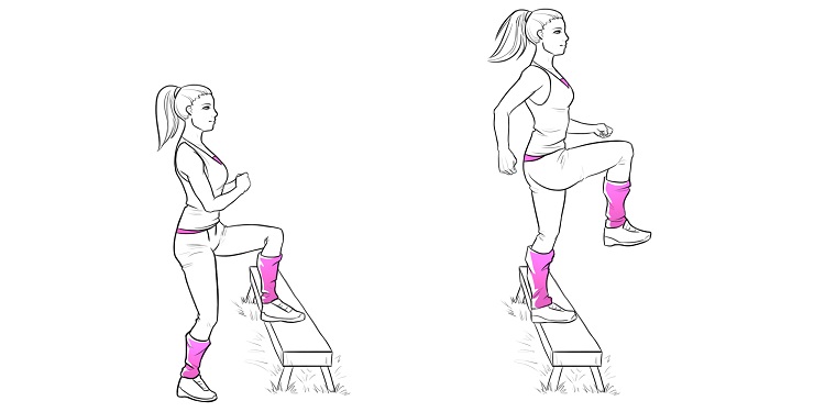 Illustration of woman doing a bench balancer