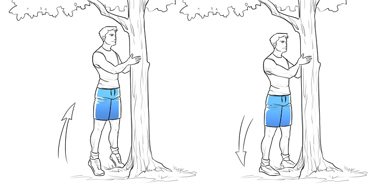 Illustration of man doing tree calf-raises