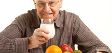 old man drinking milk